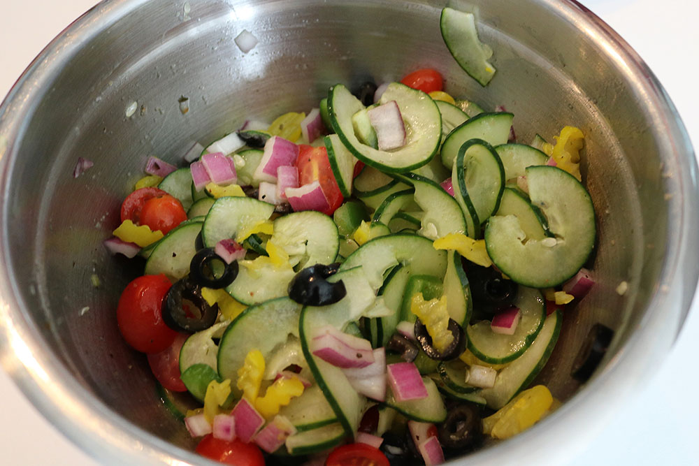 Cucumber Noodle Greek Salad Recipie