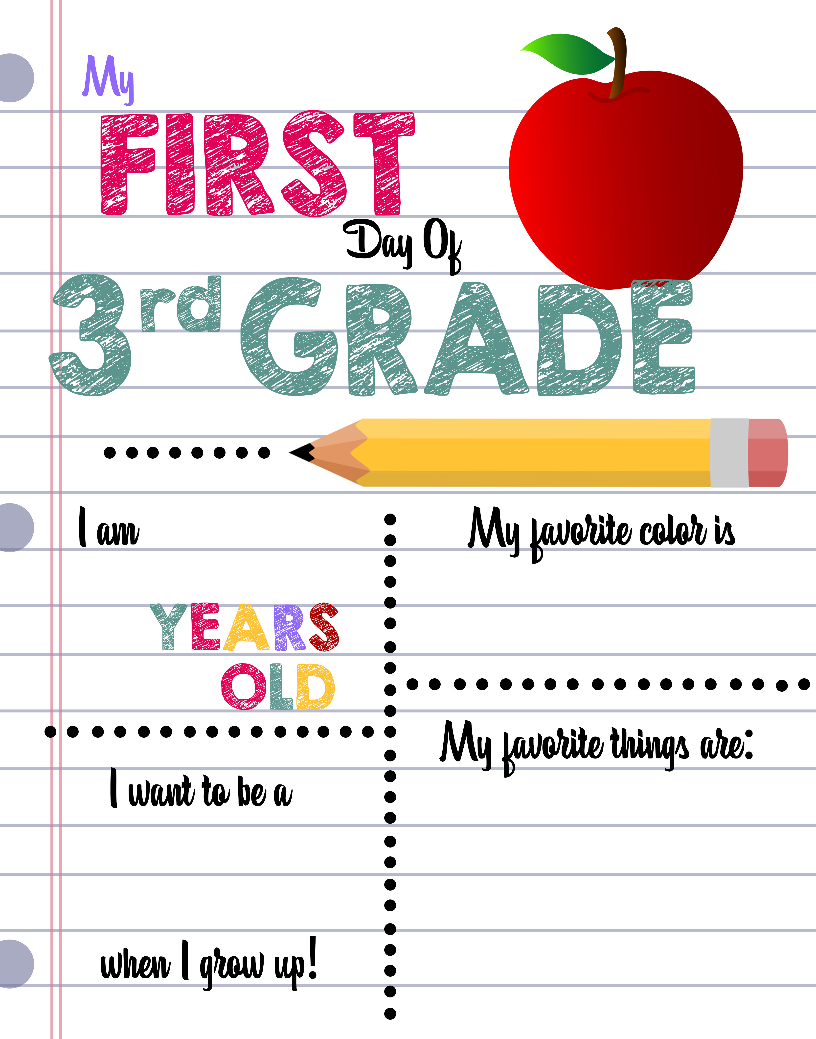 1st Day Of 1st Grade Free Printable