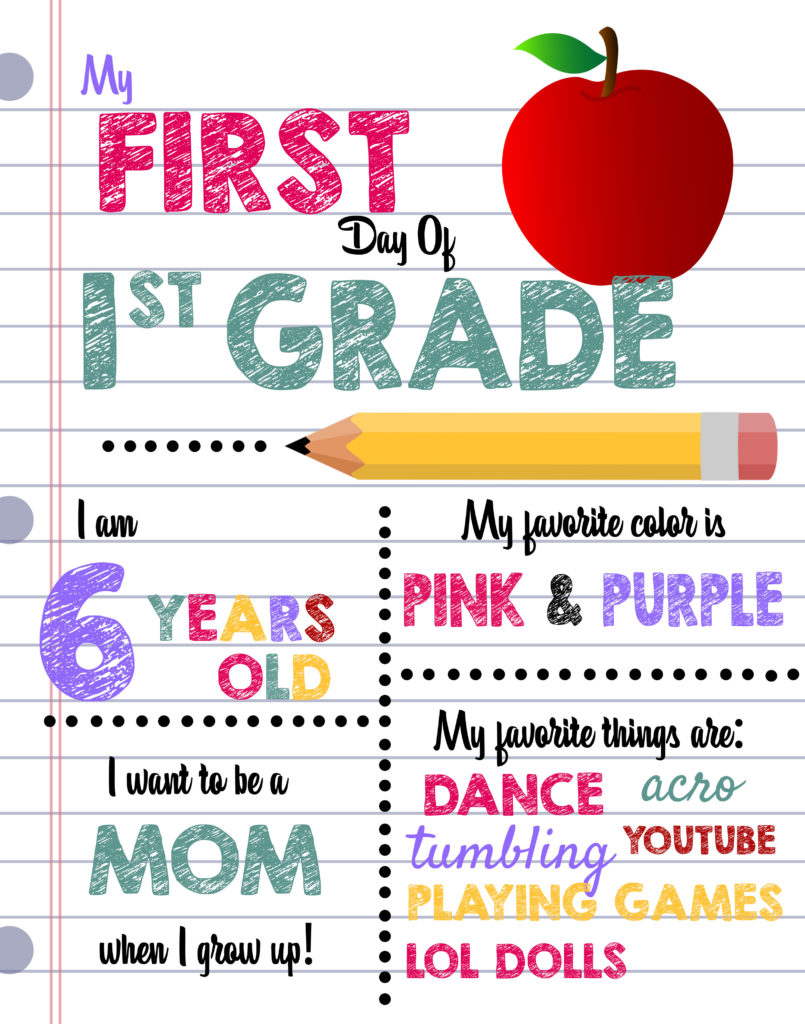 first day of school printable sign