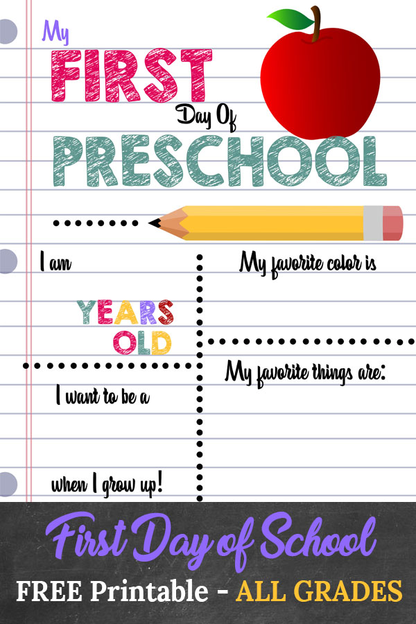 first day of school printable sign